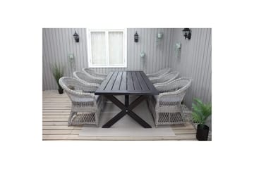 Utomhusmöbelgrupp 220 cm bord & 6 Merida grå stolar Svart - Svart - Utemöbler & utemiljö - Utegrupp - Matgrupp utomhus