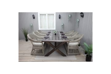 Utomhusmöbelgrupp 220 cm bord & 6 Merida naturell stolar Brun - Brun - Utemöbler & utemiljö - Utegrupp - Matgrupp utomhus