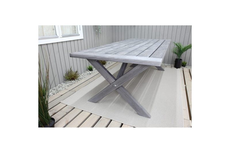 Utomhusmöbelgrupp 220 cm bord & 6 Merida naturell stolar Grå - Grå - Utemöbler & utemiljö - Utegrupp - Matgrupp utomhus