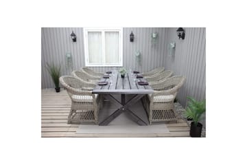 Utomhusmöbelgrupp 220 cm bord & 6 Merida naturell stolar Grå - Grå - Utemöbler & utemiljö - Utegrupp - Matgrupp utomhus