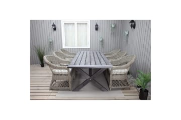 Utomhusmöbelgrupp 220 cm bord & 6 Merida naturell stolar Grå - Grå - Utemöbler & utemiljö - Utegrupp - Matgrupp utomhus