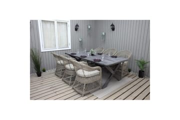 Utomhusmöbelgrupp 220 cm bord & 6 Merida naturell stolar Grå - Grå - Utemöbler & utemiljö - Utegrupp - Matgrupp utomhus