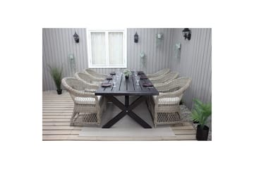 Utomhusmöbelgrupp 220 cm bord & 6 Merida naturell stolar Svart - Svart - Utemöbler & utemiljö - Utegrupp - Matgrupp utomhus