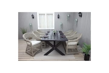 Utomhusmöbelgrupp 220 cm bord & 6 Merida naturell stolar Svart - Svart - Utemöbler & utemiljö - Utegrupp - Matgrupp utomhus