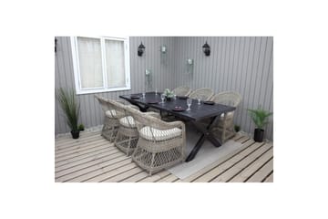Utomhusmöbelgrupp 220 cm bord & 6 Merida naturell stolar Svart - Svart - Utemöbler & utemiljö - Utegrupp - Matgrupp utomhus