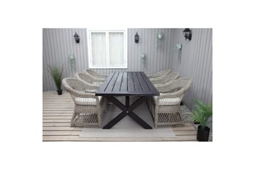 Utomhusmöbelgrupp 220 cm bord & 6 Merida naturell stolar Svart - Svart - Utemöbler & utemiljö - Utegrupp - Matgrupp utomhus