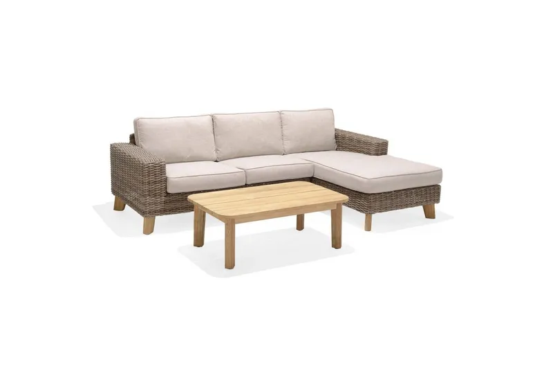 Utomhusmöbelgrupp Bahamas 2-sits & schäslong vänster soffbord 110 cm, Mörkgrå