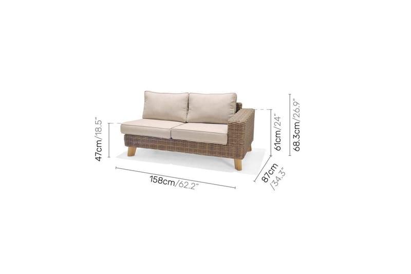 Utomhusmöbelgrupp Bahamas 2-sits vänster&höger & hörnstol & soffbord 100 cm - Mörkgrå - Utemöbler & utemiljö - Utegrupp - Soffgrupp utomhus