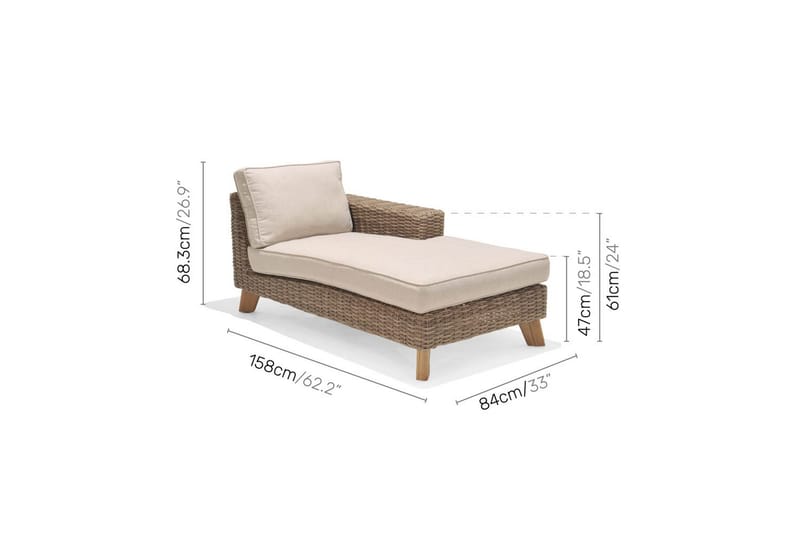 Utomhusmöbelgrupp Lifestyle Garden Bahamas 2-sits & schäslong vänster soffbord 110 - Utemöbler & utemiljö - Utegrupp - Soffgrupp utomhus