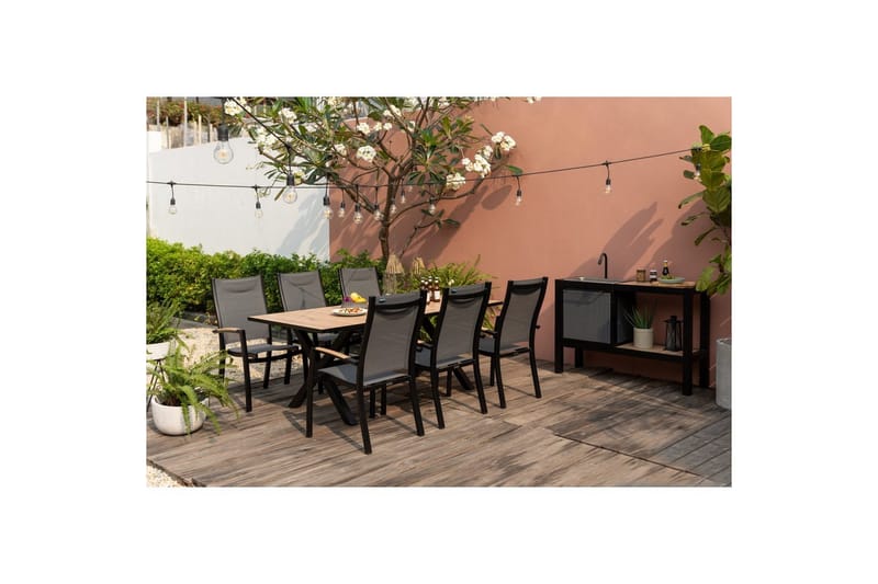 Utomhusmöbelgrupp Lifestyle Garden Panama 200 cm 6 stapelbarfotölj - 6 stapelbarfotölj - Utemöbler & utemiljö - Utegrupp - Matgrupp utomhus