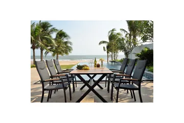 Utomhusmöbelgrupp Lifestyle Garden Panama 200 cm 6 stapelbarfotölj - 6 stapelbarfotölj - Utemöbler & utemiljö - Utegrupp - Matgrupp utomhus