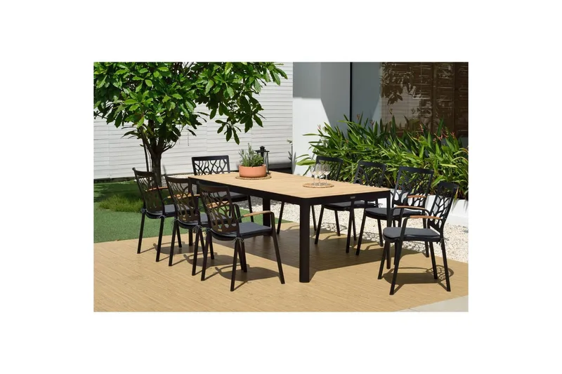 Utomhusmöbelgrupp Lifestyle Garden Portals 209 cm 8 trädskärarstolar - 8 trädskärarstolar - Utemöbler & utemiljö - Utegrupp - Matgrupp utomhus