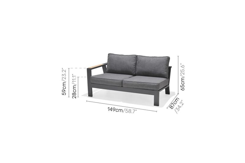 Utomhusmöbelgrupp Lifestyle Garden PALAU 2-sits höger & vänster + hörnsoffa stol + sidostol + soffbord 140 cm - Utemöbler & utemiljö - Utegrupp - Soffgrupp utomhus