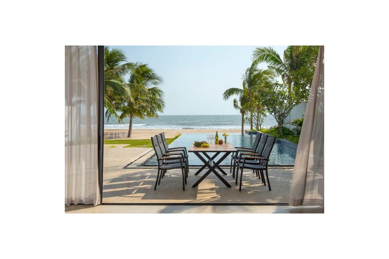 Utomhusmöbelgrupp Lifestyle Garden Panama 200 cm 6 stapelbarfotölj - 6 stapelbarfotölj - Utemöbler & utemiljö - Utegrupp - Matgrupp utomhus