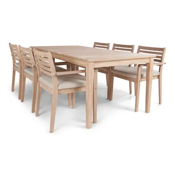Wagnera Matgrupp Utomhus 206 cm med 6 Kamman Matstolar - Beige - Utemöbler & utemiljö - Utegrupp - Matgrupp utomhus