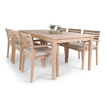 Wagnera Matgrupp Utomhus 206 cm med 6 Kamman Matstolar - Beige - Utemöbler & utemiljö - Utegrupp - Matgrupp utomhus