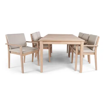 Wagnera Matgrupp Utomhus 206 cm med 6 Kamman Matstolar - Beige - Utemöbler & utemiljö - Utegrupp - Matgrupp utomhus