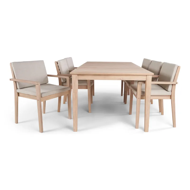 Wagnera Matgrupp Utomhus 206 cm med 6 Kamman Matstolar - Beige - Utemöbler & utemiljö - Utegrupp - Matgrupp utomhus