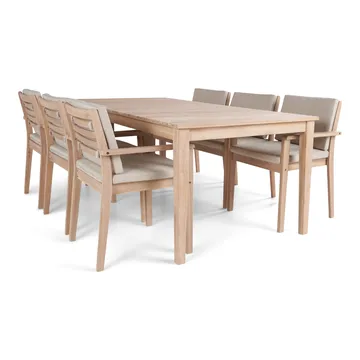 Wagnera Matgrupp Utomhus 206 cm med 6 Kamman Matstolar - Beige - Utemöbler & utemiljö - Utegrupp - Matgrupp utomhus