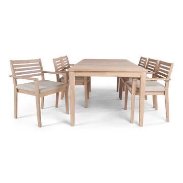 Wagnera Matgrupp Utomhus 206 cm med 6 Kamman Matstolar - Beige - Utemöbler & utemiljö - Utegrupp - Matgrupp utomhus