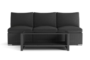 Wisconsin Loungegrupp Utomhus 3-sits med Bord Konstrotting - Svart - Utemöbler & utemiljö - Loungemöbler - Loungeset & loungegrupp