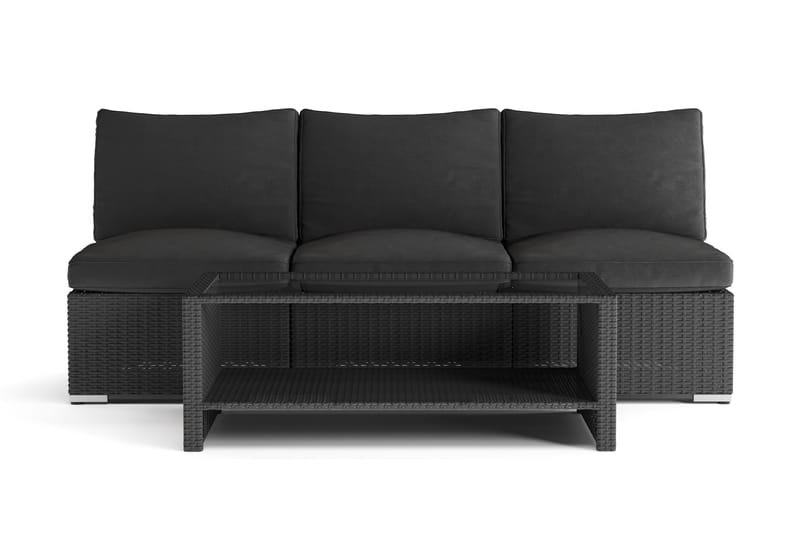 Wisconsin Loungegrupp Utomhus 3-sits med Bord Konstrotting - Svart - Utemöbler & utemiljö - Loungemöbler - Loungeset & loungegrupp