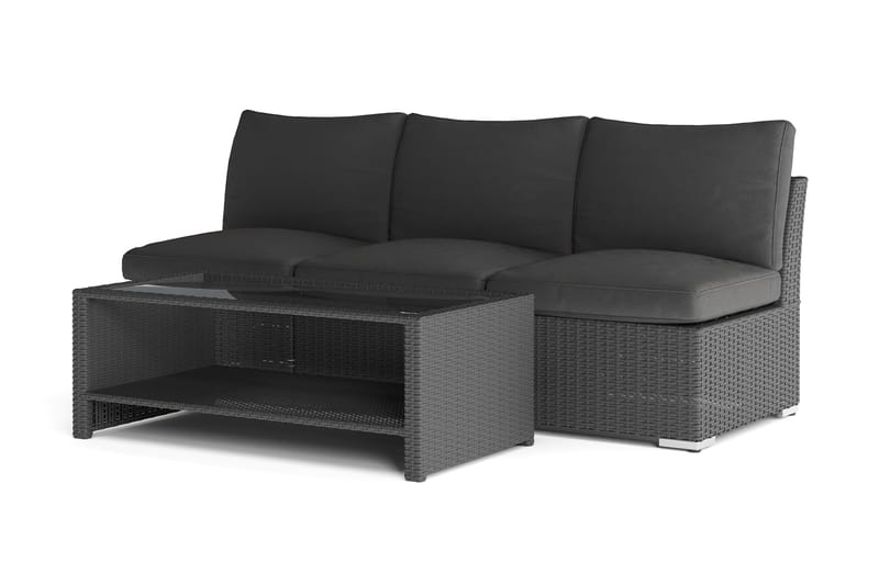Wisconsin Loungegrupp Utomhus 3-sits med Bord Konstrotting - Svart - Utemöbler & utemiljö - Loungemöbler - Loungeset & loungegrupp