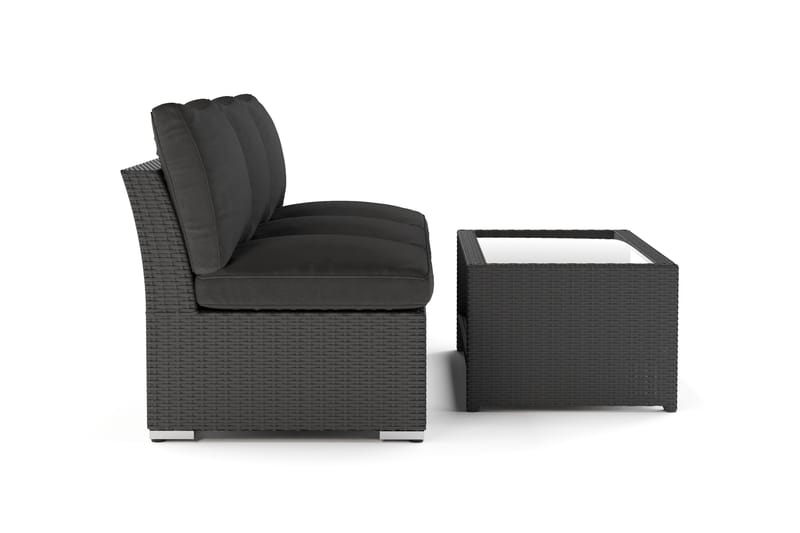 Wisconsin Loungegrupp Utomhus 3-sits med Bord Konstrotting - Svart - Utemöbler & utemiljö - Loungemöbler - Loungeset & loungegrupp