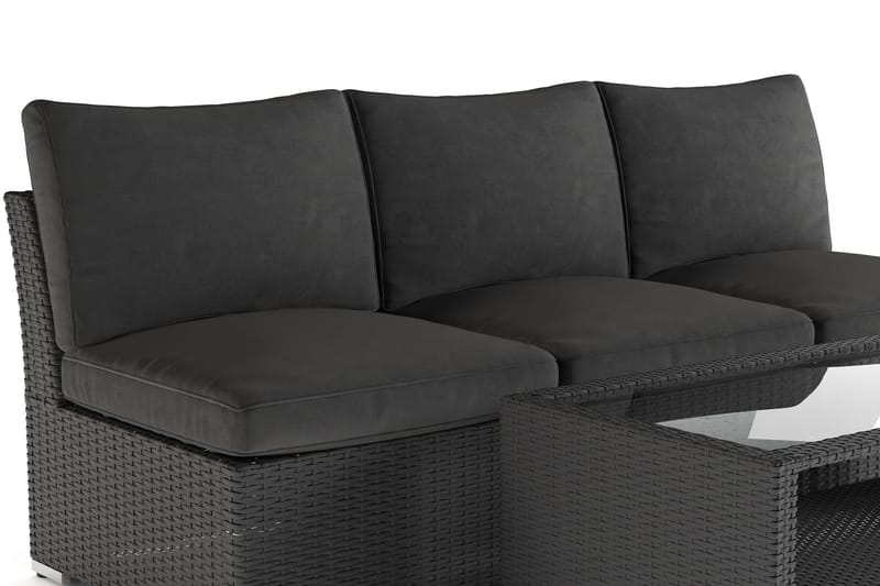 Wisconsin Loungegrupp Utomhus 3-sits med Bord Konstrotting - Svart - Utemöbler & utemiljö - Loungemöbler - Loungeset & loungegrupp