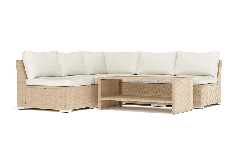 Wisconsin utomhus hörnsoffa 5-sits vändbar med öppet avslut, Beige