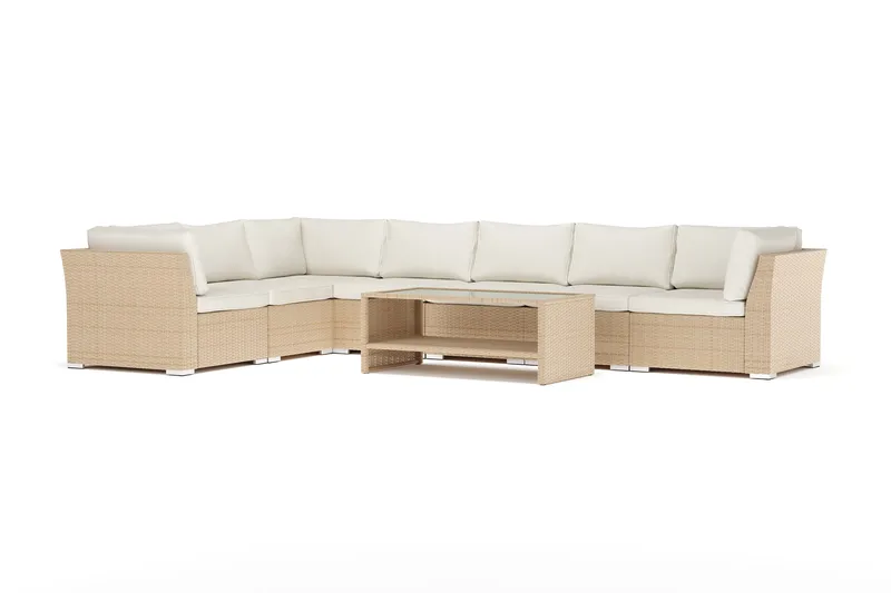 Wisconsin utomhus L-soffa 7-sits vändbar - Beige - Utemöbler & utemiljö - Utegrupp - Soffgrupp utomhus