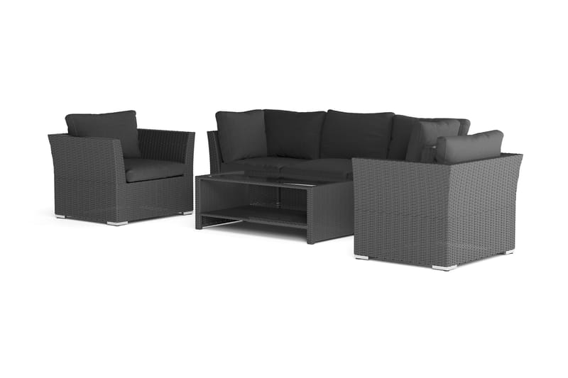 Wisconsin Premium Loungegrupp Utomhus 5-sits Konstrotting - Svart - Utemöbler & utemiljö - Loungemöbler - Loungeset & loungegrupp