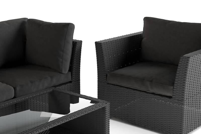 Wisconsin Premium Loungegrupp Utomhus 5-sits Konstrotting - Svart - Utemöbler & utemiljö - Loungemöbler - Loungeset & loungegrupp