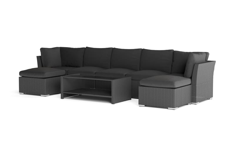 Wisconsin Premium Loungegrupp Utomhus 7-sits Konstrotting - Svart - Utemöbler & utemiljö - Loungemöbler - Loungeset & loungegrupp