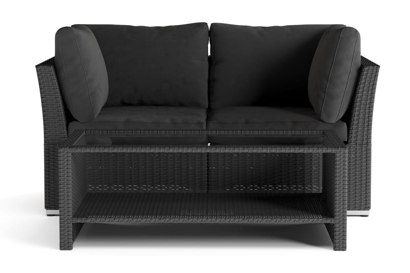 Wisconsin Premium Loungegrupp Utomhus med Armstöd 2-sits Konstrotting - Svart - Utemöbler & utemiljö - Loungemöbler - Loungeset & loungegrupp