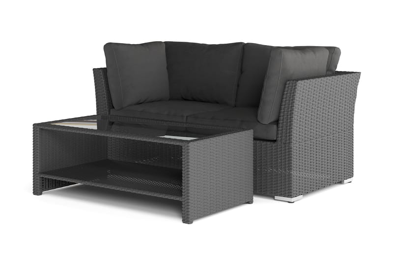 Wisconsin Premium Loungegrupp Utomhus med Armstöd 2-sits Konstrotting - Svart - Utemöbler & utemiljö - Loungemöbler - Loungeset & loungegrupp
