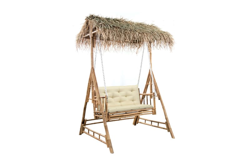 2-sits hammock med palmblad och dyna bambu 202 cm - Hammock