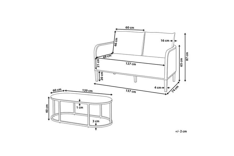 2-sitssoffa Montefalco - Utemöbler & utemiljö - Utegrupp - Cafegrupp & cafeset