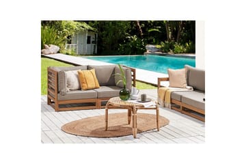 2-sitssoffa Trani Ljus trä/grått/beige - Ljus trä/grått/beige - Utemöbler & utemiljö - Utesoffa - Trädgårdssoffa