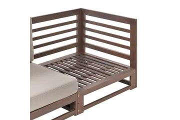 2-sitssoffa Trani Mörkt trä/grått/beige - Mörkt trä/grått/beige - Utemöbler & utemiljö - Utesoffa - Trädgårdssoffa