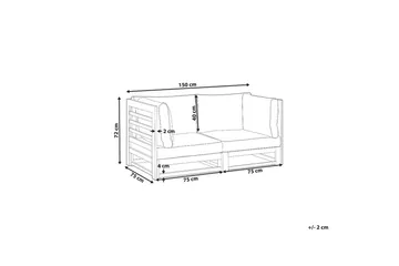 2-sitssoffa Trani Mörkt trä/grått/beige - Mörkt trä/grått/beige - Utemöbler & utemiljö - Utesoffa - Trädgårdssoffa
