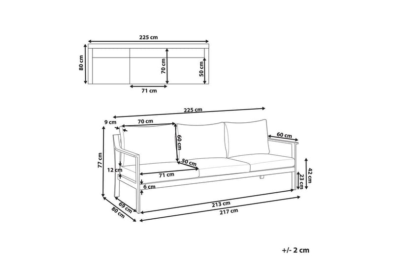 3-sitssoffa Kiato Grå/svart - Grå/svart - Utemöbler & utemiljö - Utesoffa - Trädgårdssoffa