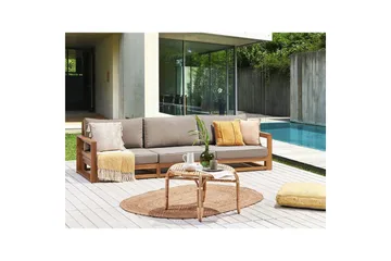 3-sitssoffa Timor Ljus trä/grått/beige, Ja - Ljus trä/grått/beige, Ja - Utemöbler & utemiljö - Utesoffa - Trädgårdssoffa