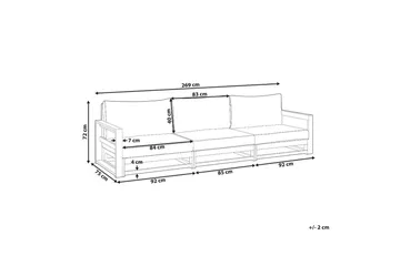 3-sitssoffa Timor Mörkt trä/grått/beige, Ja - Mörkt trä/grått/beige, Ja - Utemöbler & utemiljö - Utesoffa - Trädgårdssoffa