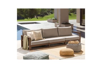 3-sitssoffa Timor Mörkt trä/grått/beige, Ja - Mörkt trä/grått/beige, Ja - Utemöbler & utemiljö - Utesoffa - Trädgårdssoffa