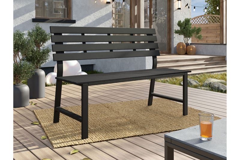 Alamin Utebänk 124 cm - Grå - Utemöbler & utemiljö - Utesoffa - Trädgårdsbänk & utebänk