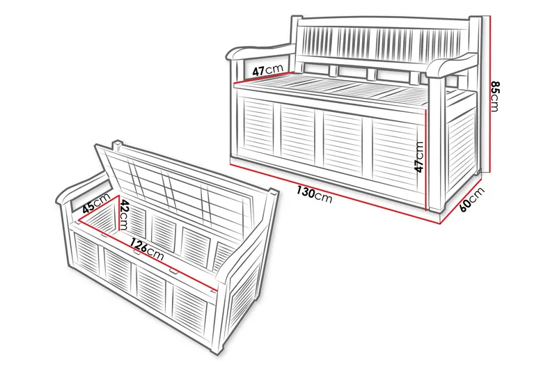 Cliffwyn Utebänk med förvaring - Grå - Utemöbler & utemiljö - Utesoffa - Trädgårdsbänk & utebänk