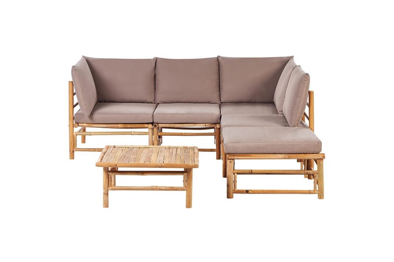 Hörnsoffa Cerreto Beige/ljust trä, 5-Sits, Beige/ljust trä, 5-Sits
