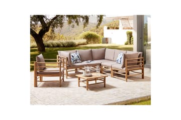 Hörnsoffa Cerreto Beige/ljust trä, 6-Sits - Beige/ljust trä, 6-Sits - Utemöbler & utemiljö - Utesoffa - Trädgårdssoffa