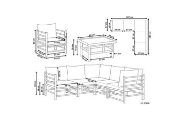 Hörnsoffa Cerreto Vit/ljust trä, 6-Sits - Vit/ljust trä, 6-Sits - Utemöbler & utemiljö - Loungemöbler - Loungeset & loungegrupp